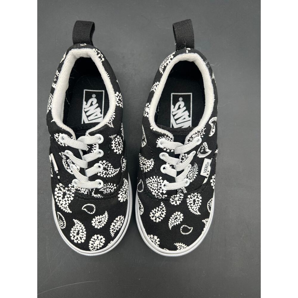 VANS Era Elasta Laces Shoe Sneaker Sz 9 Check Paisley Black & White - Picture 5 of 7
